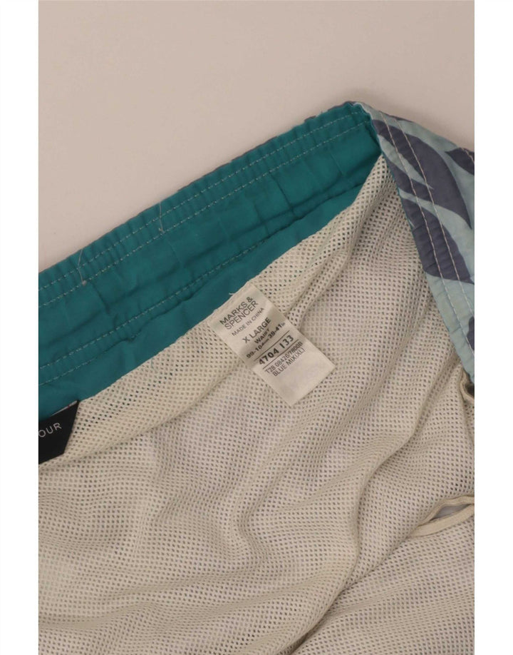 Marks & Spencer Badeshorts til mænd XL Blue Floral Polyester