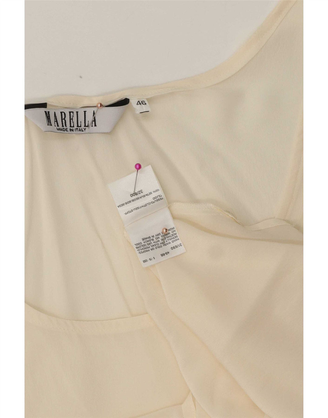 Marella Damevest Top IT 46 Large Off White Silke