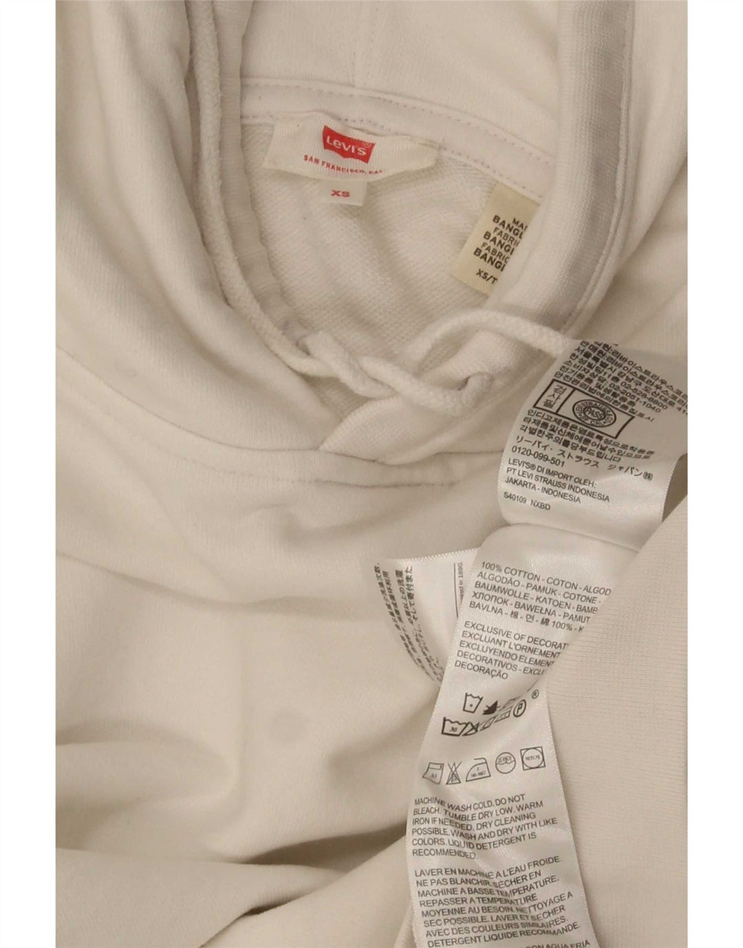 Levi's Oversized hættetrøje til mænd XS Hvid bomuld