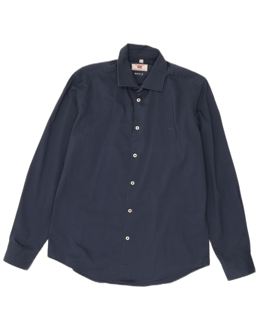 CARRERA Mens Slim Fit Shirt Medium Navy Blue Cotton Vintage Carrera and Second-Hand Carrera from Messina Hembry 