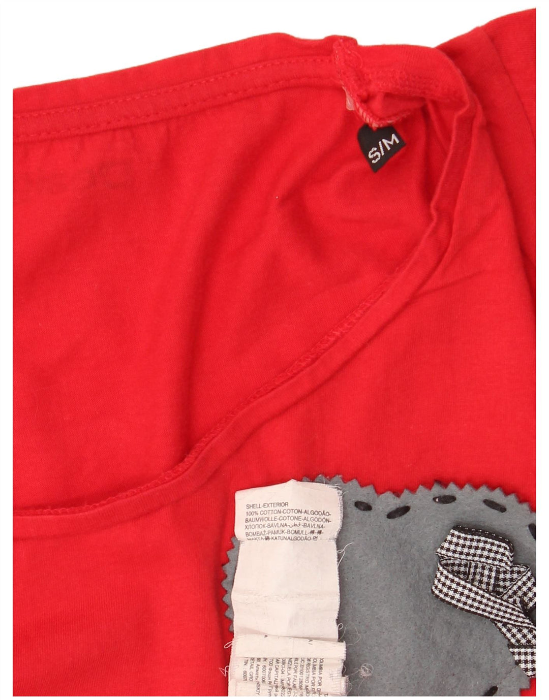 DESIGUAL Dame Grafisk T-Shirt Top UK 10 Lille Rød Bomuld