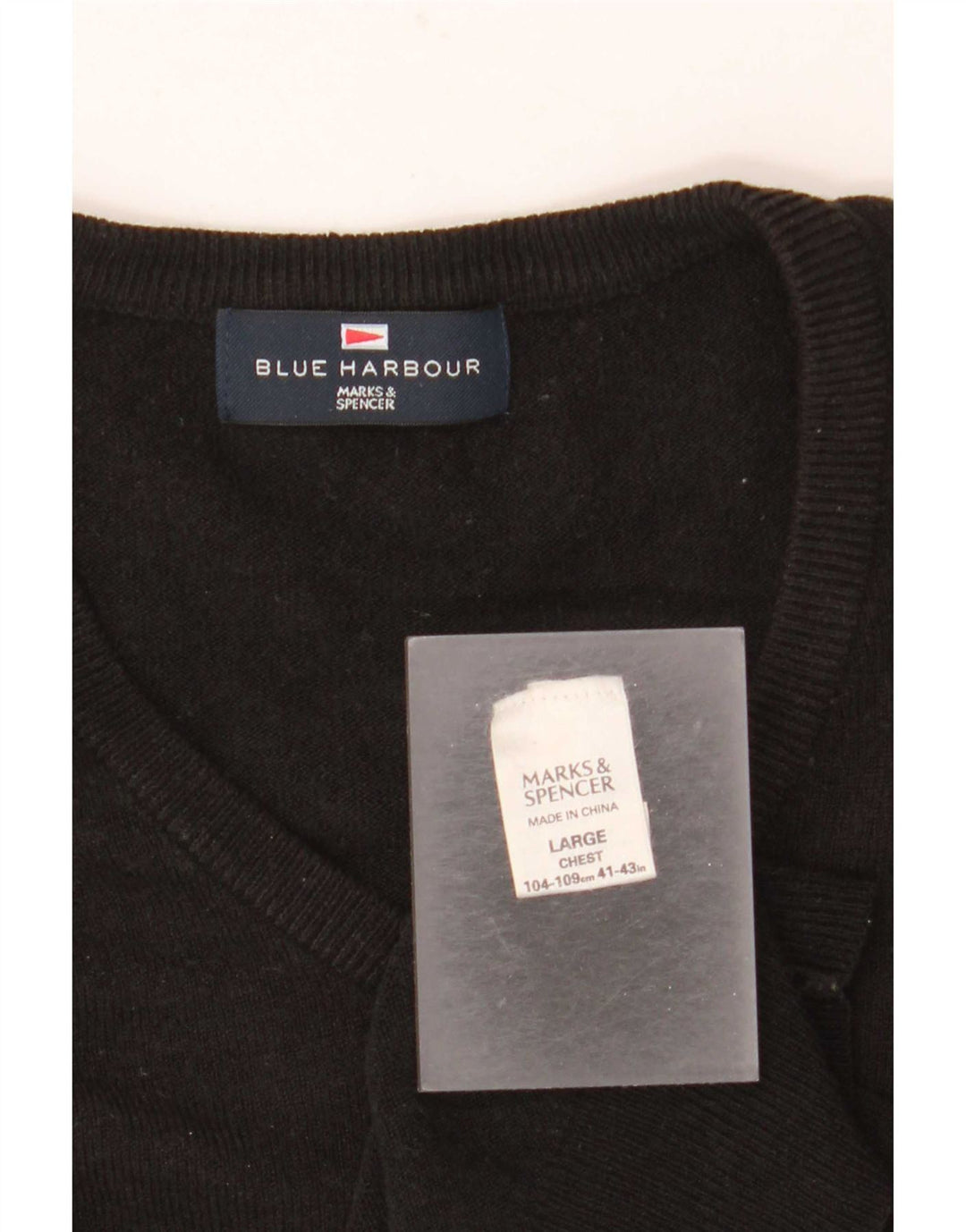 Marks & Spencer Herre Blue Harbor V-hals sweater Stor sort akryl