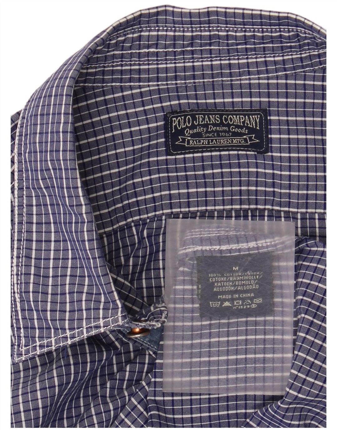 RALPH LAUREN Herreskjorte Medium Blue Gingham Cotton