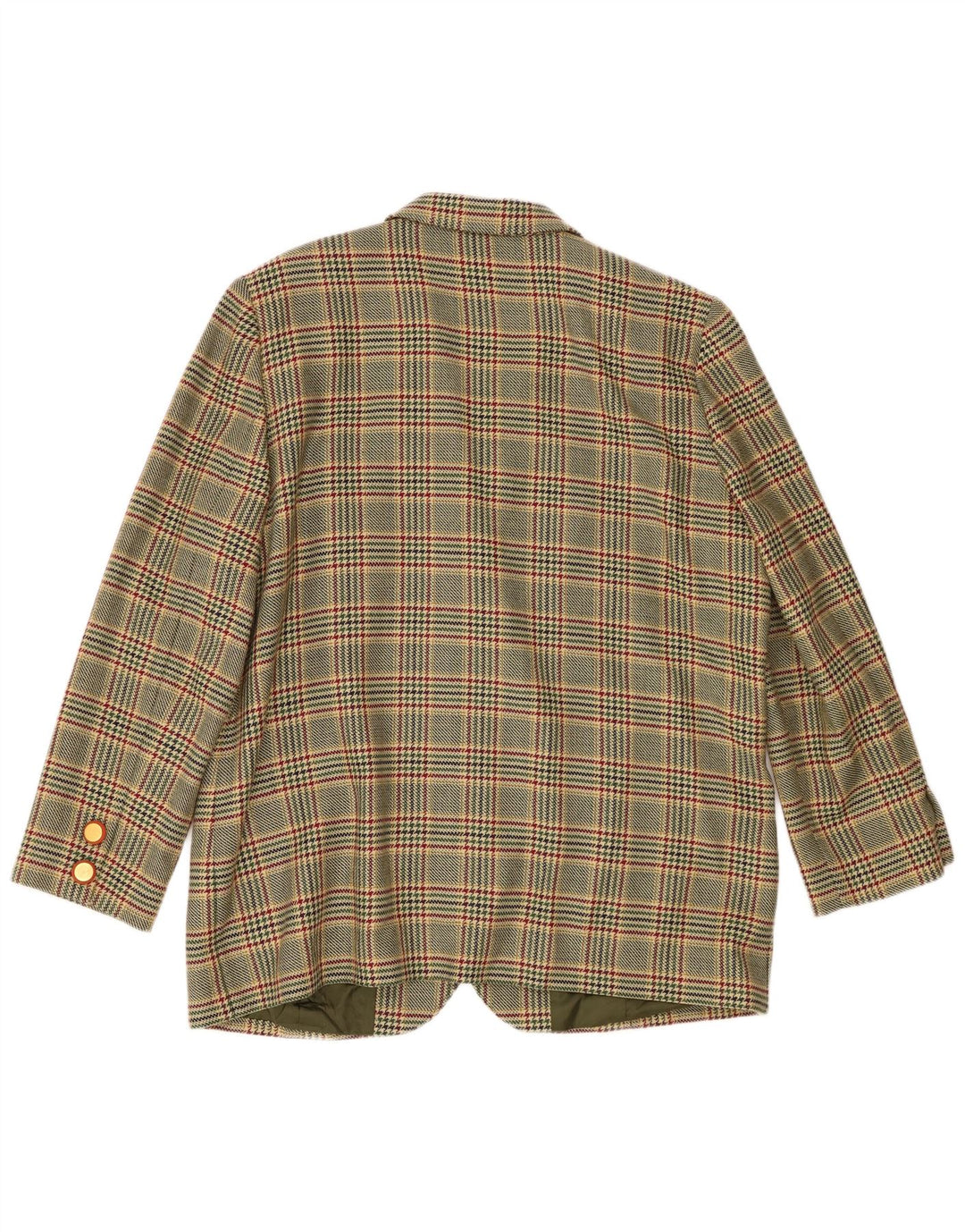 Donna Piu Dame 3-knaps blazerjakke UK 20 2XL Grøn Houndstooth Uld