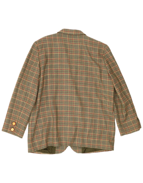Donna Piu Dame 3-knaps blazerjakke UK 20 2XL Grøn Houndstooth Uld