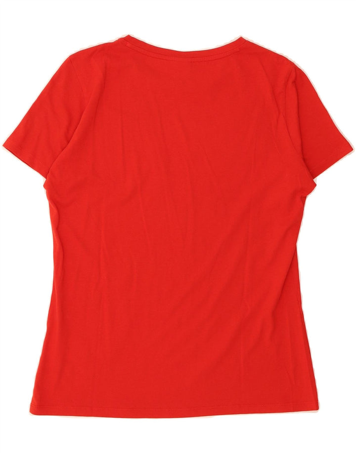 HUGO BOSS Womens Graphic T-Shirt Top UK 12 Medium Red Cotton Vintage Hugo Boss and Second-Hand Hugo Boss from Messina Hembry 
