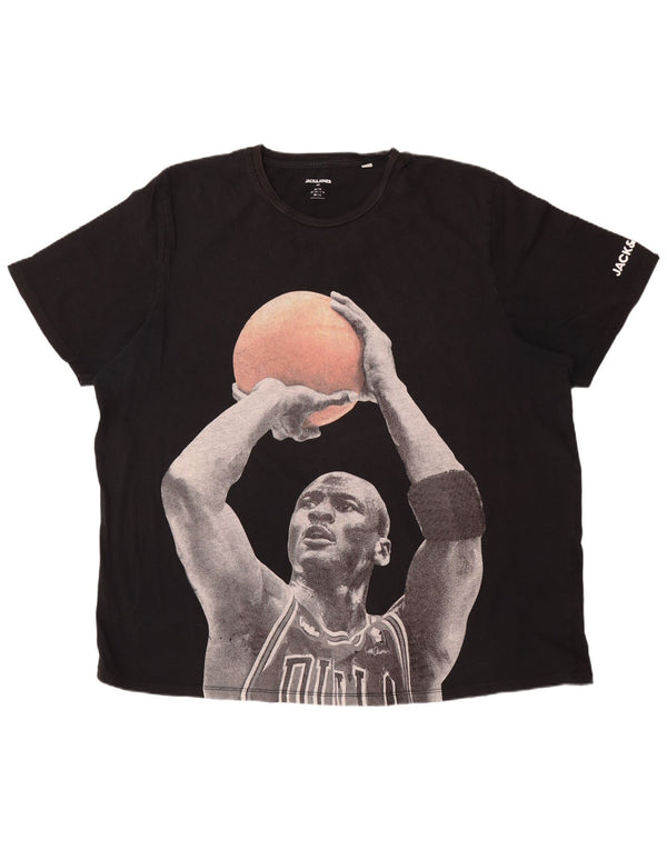 Jack & Jones Herre Michael Jordan Grafisk T-Shirt Top 3XL Sort Bomuld