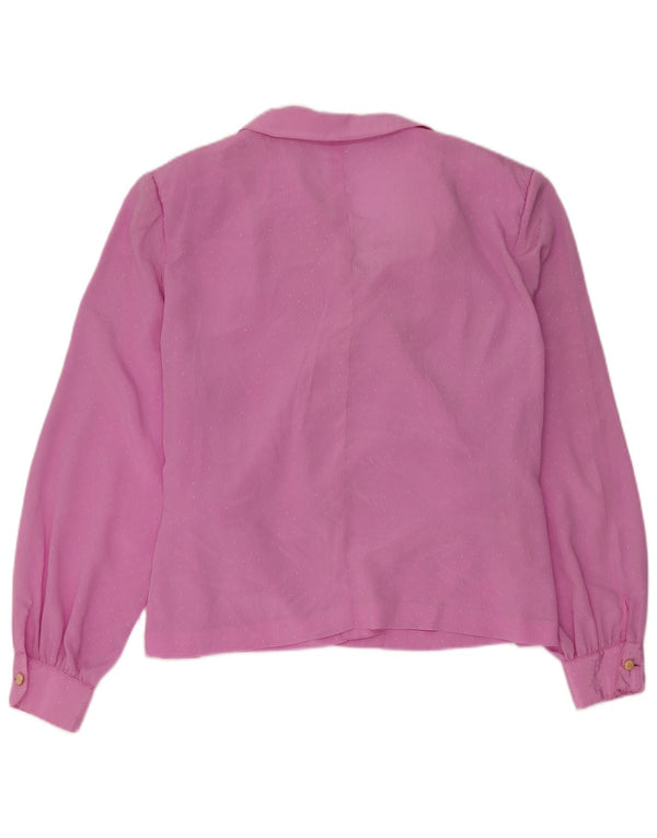 Vintage Dame Langærmet Wrap Bluse Top UK 16 Large Pink Spotted