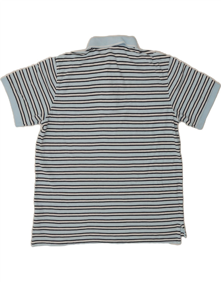 IZOD Mens Polo Shirt Large Blue Striped Cotton Vintage Izod and Second-Hand Izod from Messina Hembry 