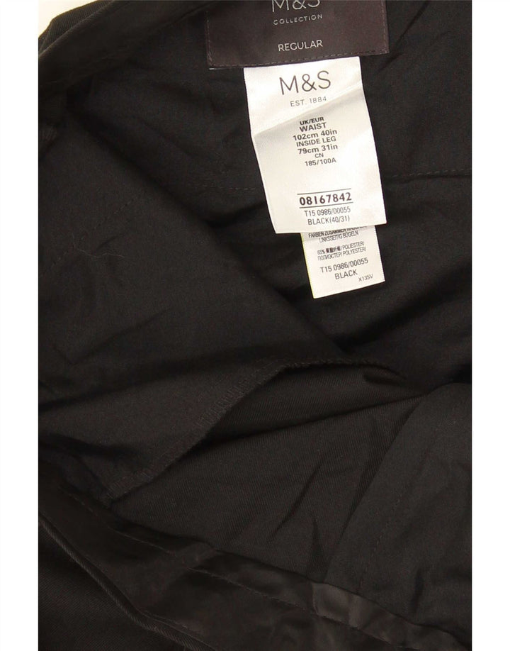 Marks & Spencer Herre Regular Suit Bukser W40 L31 Sort Polyester