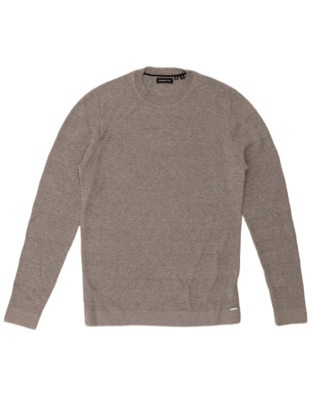 SUPERDRY Herre sweater med rund hals, lille grå stribet bomuld