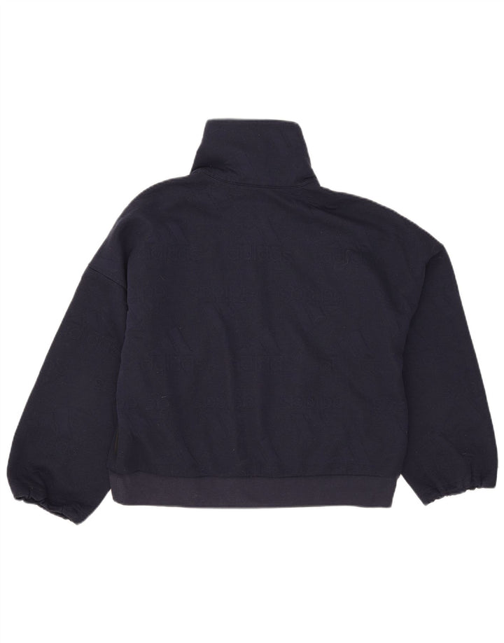 Adidas Dame Oversized Grafisk Sweatshirt Jumper UK 8/10 Small Navy Blue