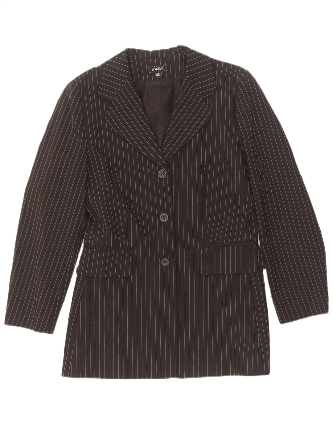 Kookai Dame 3-knaps blazerjakke EU 40 Medium Black Pinstripe Polyester