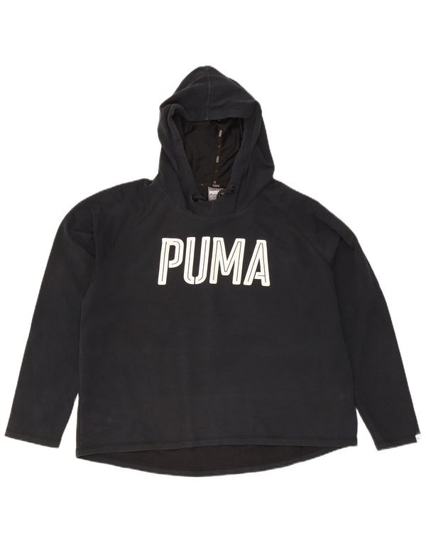 Puma Graphic Hoodie Jumper UK 16 Large Black Bomuld