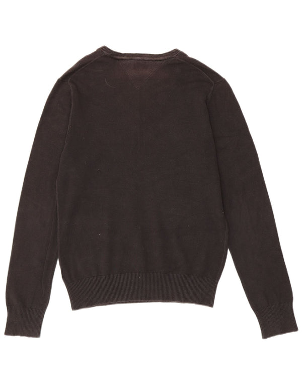 Tommy Hilfiger Dame V-hals sweater UK 12 Medium Sort Bomuld