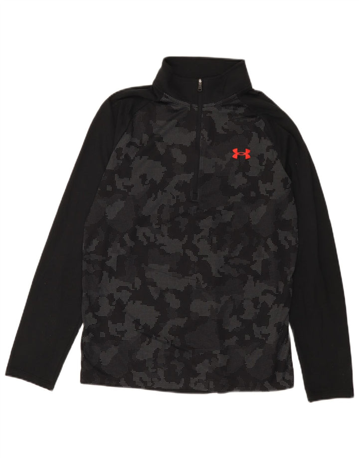 Under Armour Herre Zip Neck Pullover Træningsdragt Top Lille Sort Camouflage