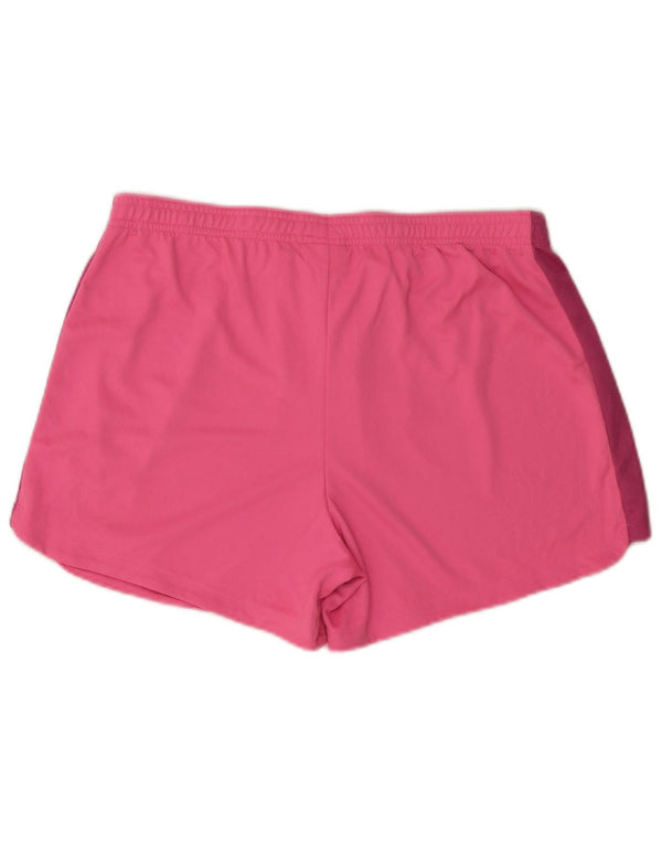 Nike Dame Dri Fit Sports Shorts UK 16 Large Pink Colourblock Polyester