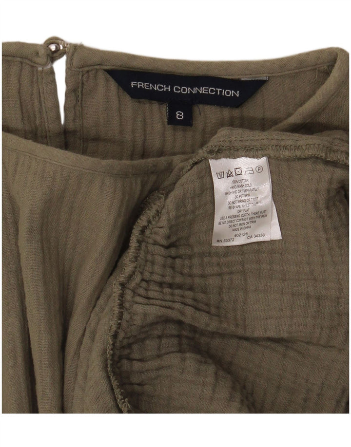 French Connection Dame Oversized Bluse Top UK 8 Small Khaki Cotton