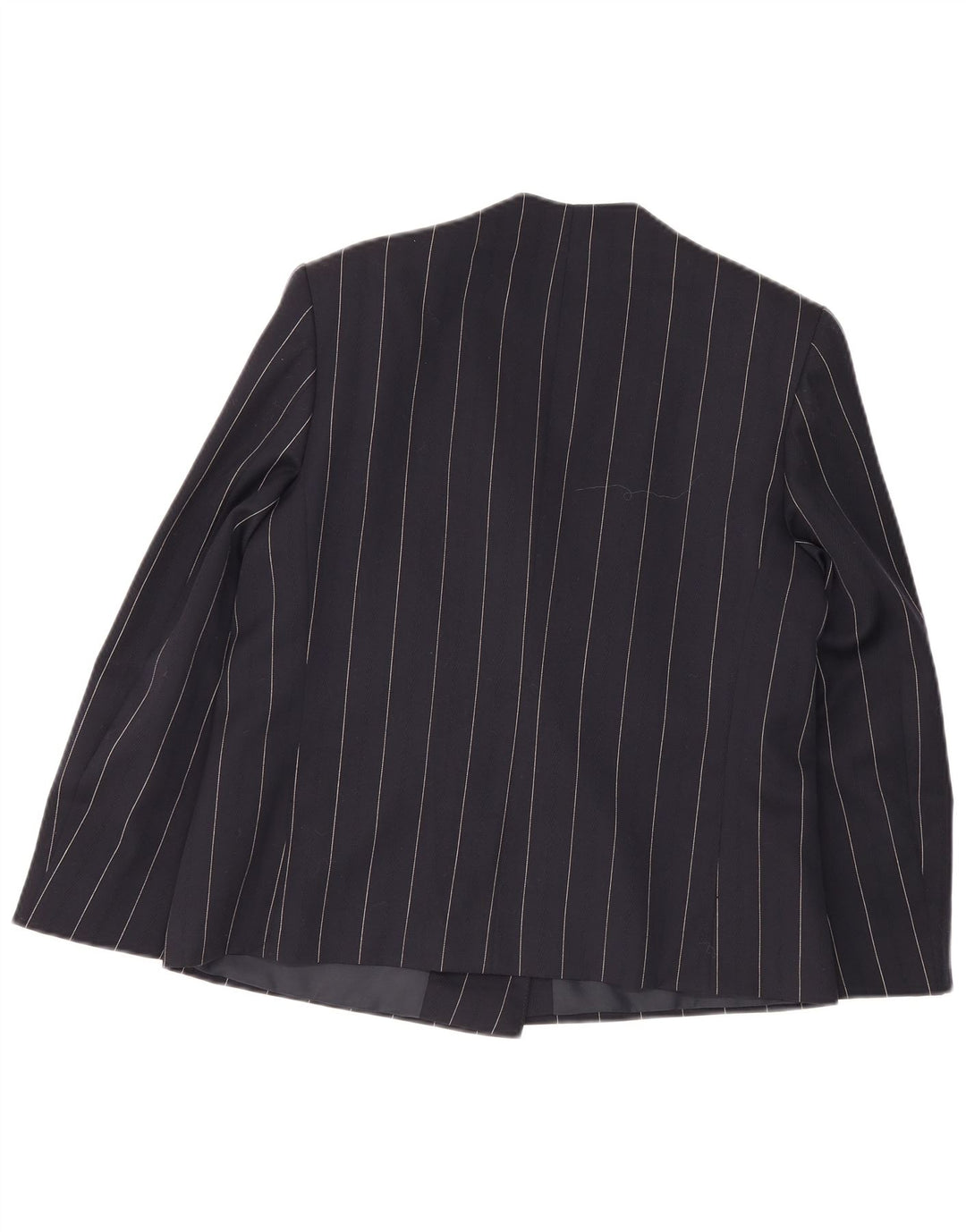 ELENA MIRO Dame 2-knaps blazerjakke UK 18 XL marineblå stribet uld