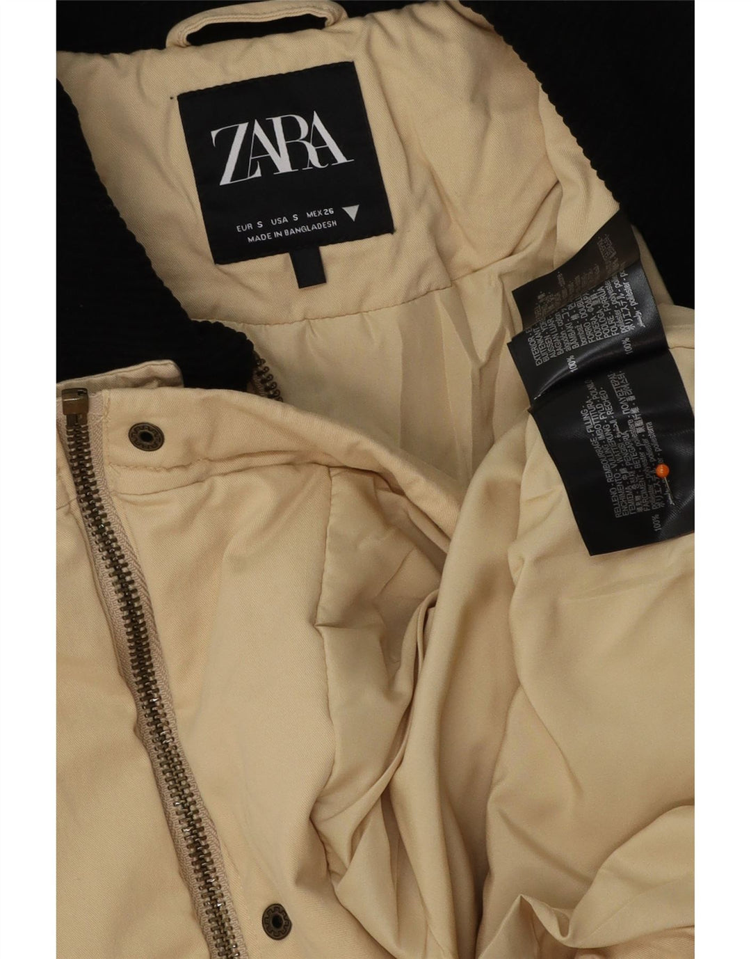 ZARA Oversized Utility Jacket UK 10 Small Beige Colourblock