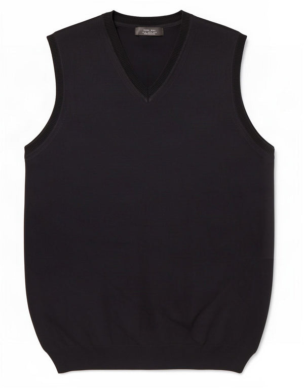 Zara Mens Vest Tank Top XL Black Cotton