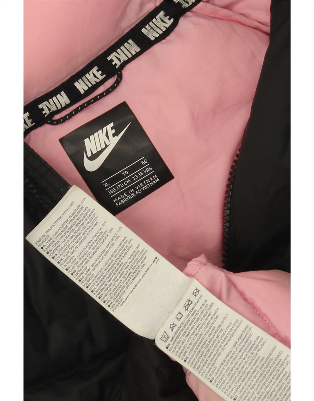 Nike Polstret hættejakke til piger 13-14 år XL sort polyester