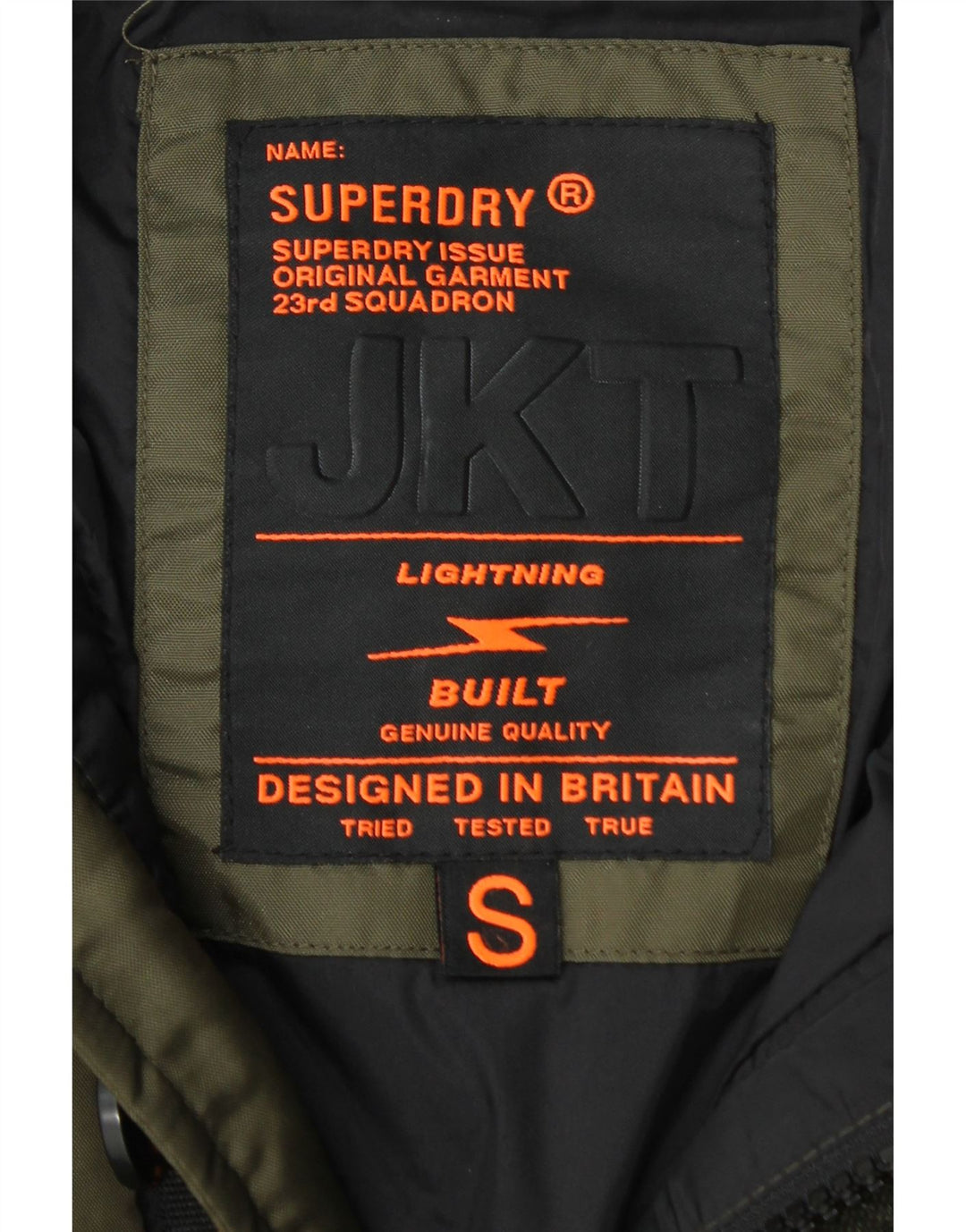 SUPERDRY Herre hættepolstret jakke UK 36 Small Khaki Nylon