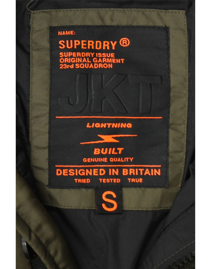 SUPERDRY Herre hættepolstret jakke UK 36 Small Khaki Nylon