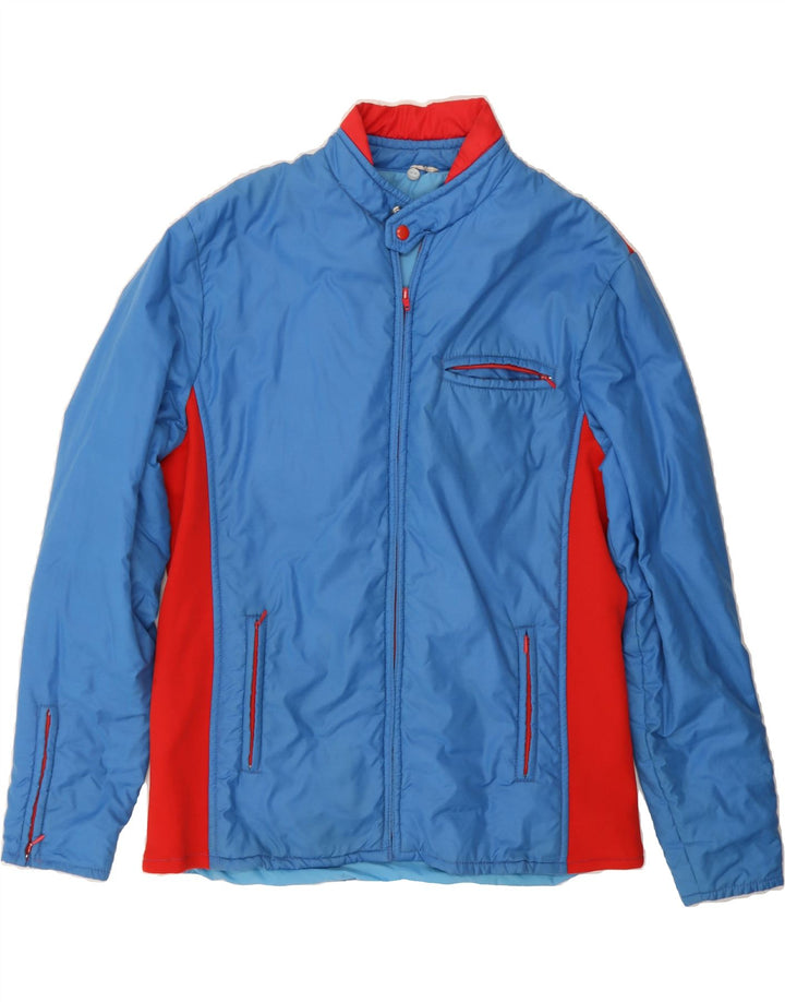 VINTAGE Mens Bomber Jacket IT 52 XL Blue Colourblock Vintage Vintage and Second-Hand Vintage from Messina Hembry 