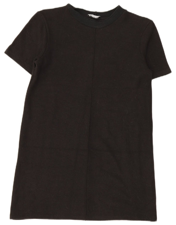 Zara Dame Kortærmet Jumper Dress UK 10 Small Black
