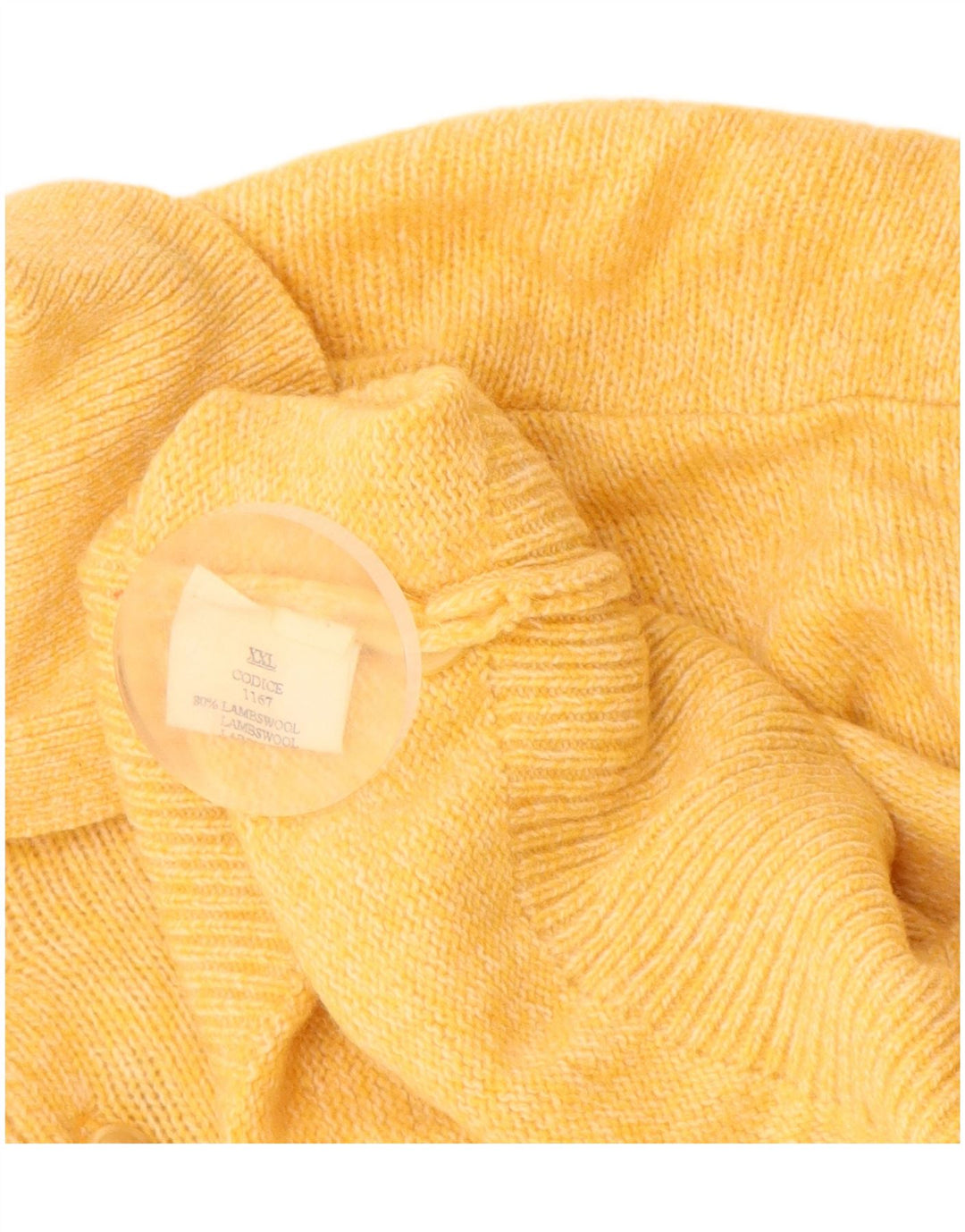 VINTAGE Herre Polo Neck Jumper Sweater 2XL Gul lammeuld