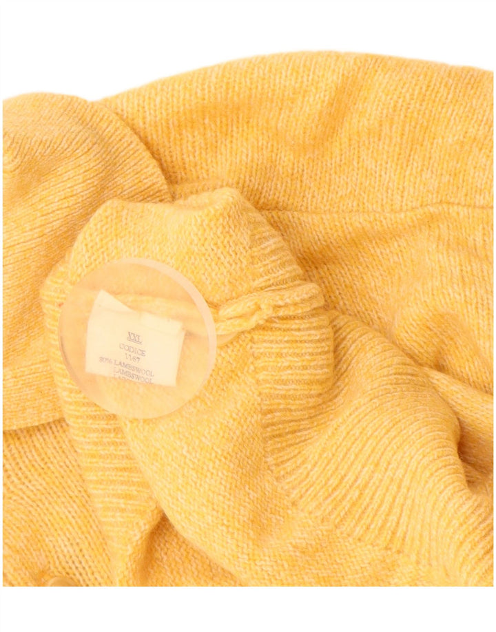 VINTAGE Herre Polo Neck Jumper Sweater 2XL Gul lammeuld