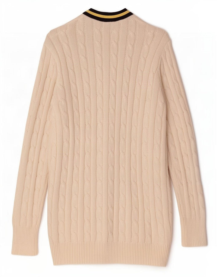 Ralph Lauren Dame Cardigan Sweater UK 14 Medium White Bomuld