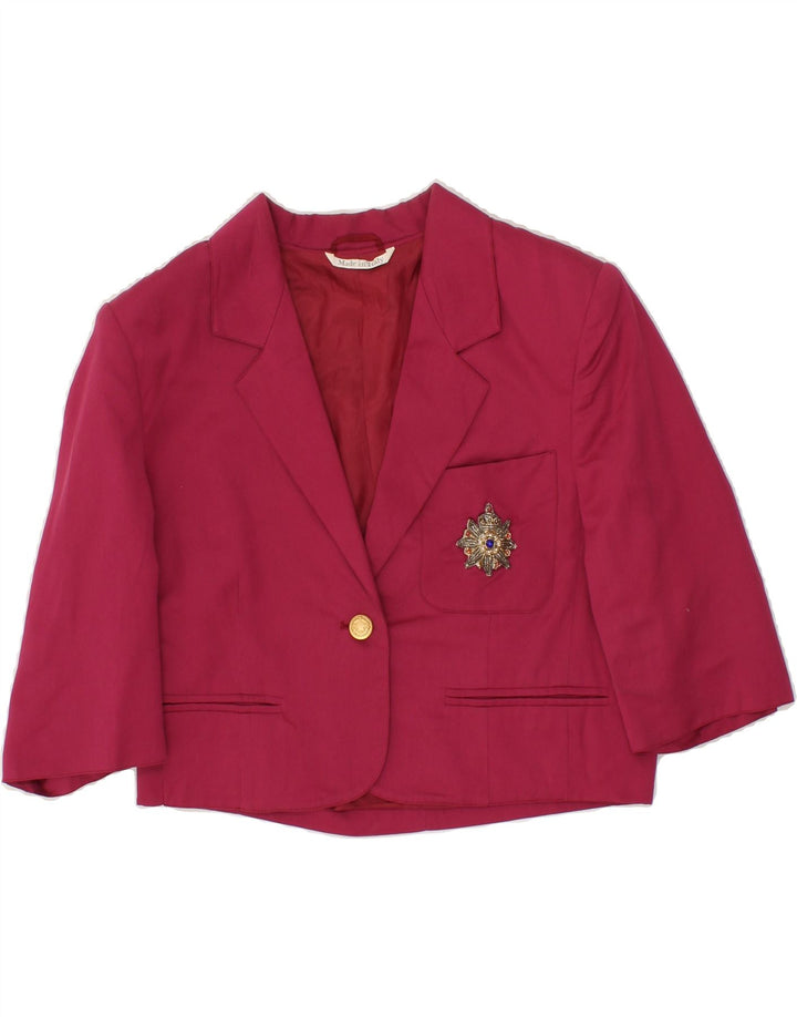 SPORTMAX Womens Crop 1 Button Blazer Jacket UK 12 Medium  Pink Cotton Vintage Sportmax and Second-Hand Sportmax from Messina Hembry 