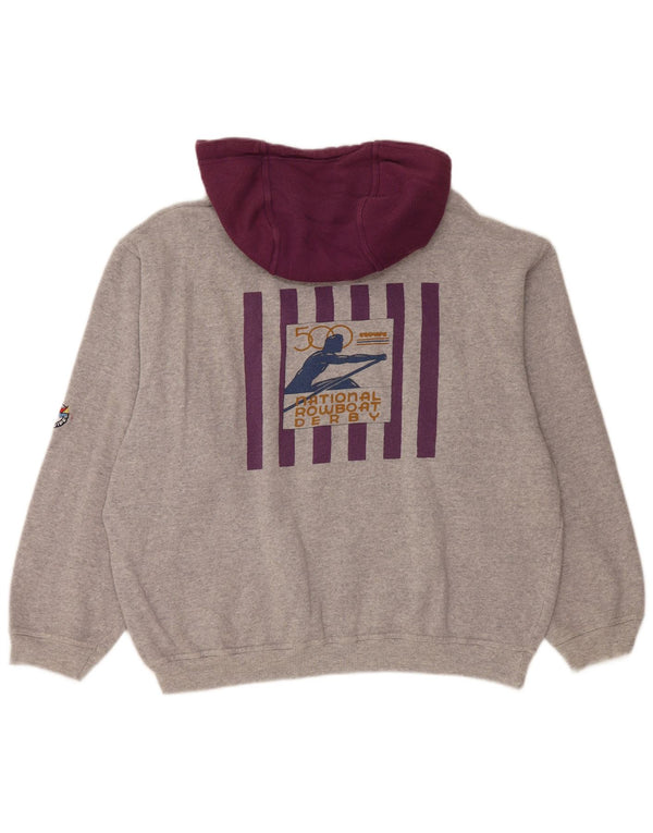 L'Equipe Dame Grafisk Loose Fit Hættetrøje Jumper UK 20 2XL Grå Bomuld