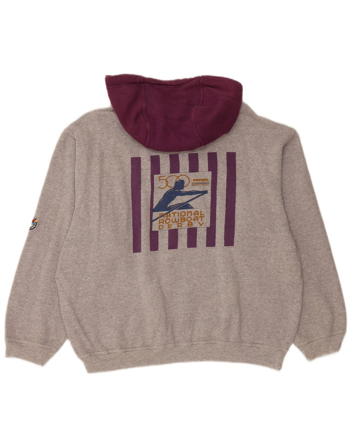 L'Equipe Dame Grafisk Loose Fit Hættetrøje Jumper UK 20 2XL Grå Bomuld