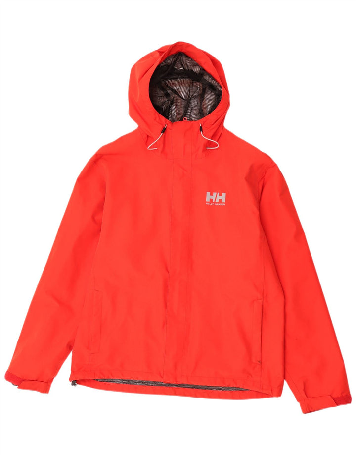 Helly Hansen Regnjakke med hætte til mænd UK 40 Stor Rød Polyester