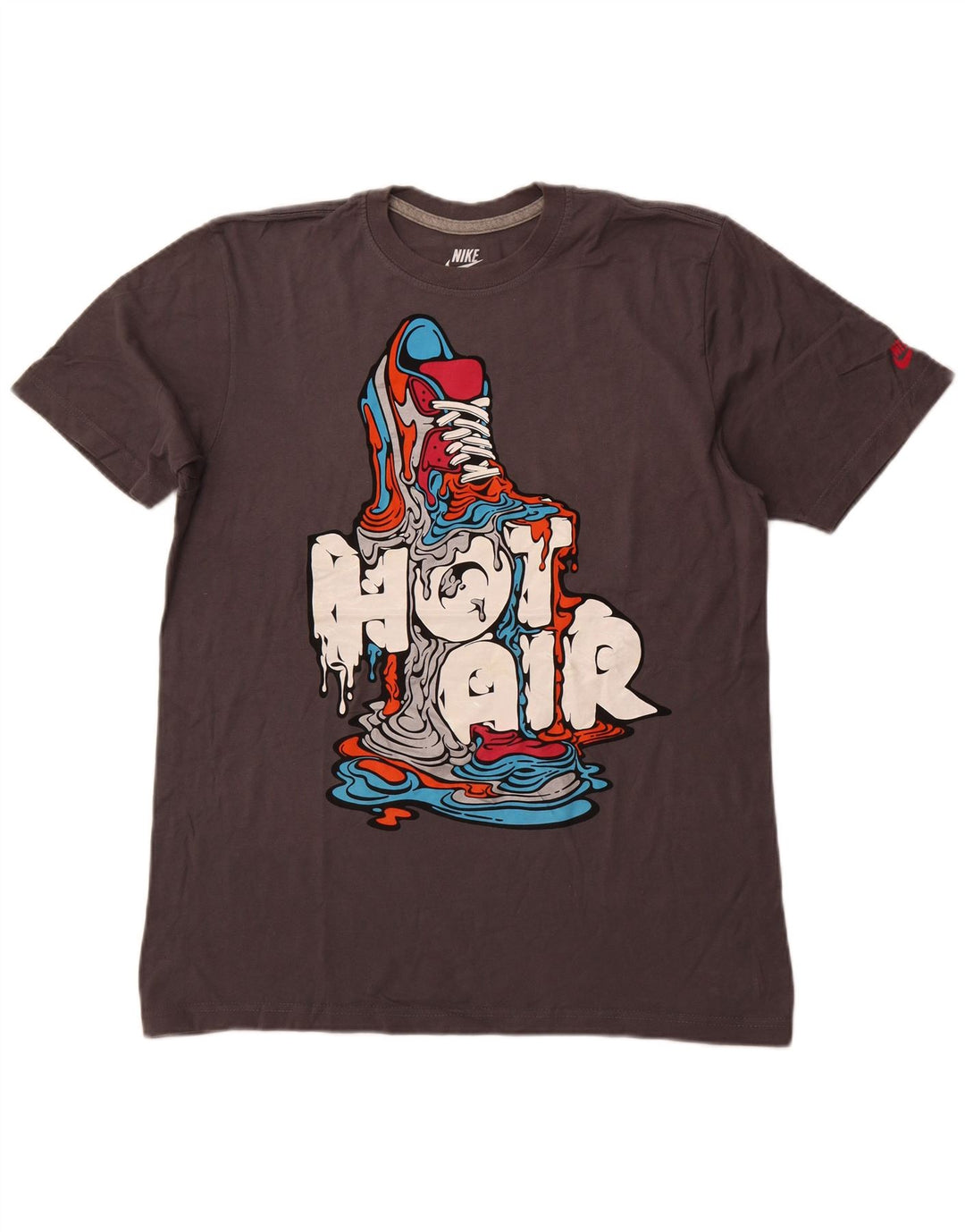 NIKE Herre Standard Fit Grafisk T-Shirt Top Stor Grå Bomuld