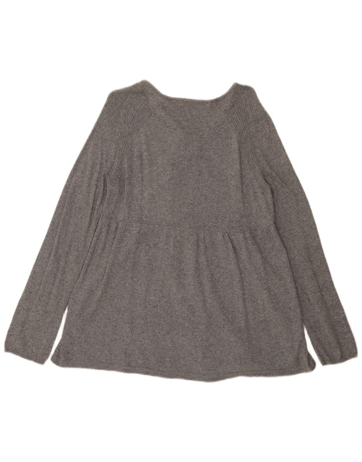 Zara Dame Cardigan Sweater UK 14 Stor Grå Bomuld