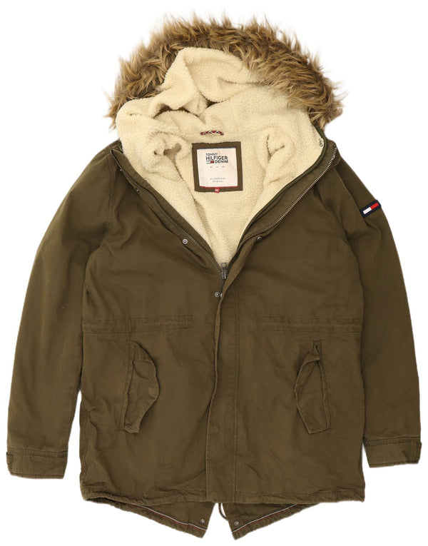Tommy Hilfiger Herre Hooded Parka Jacket UK 44 2XL Khaki Polyester