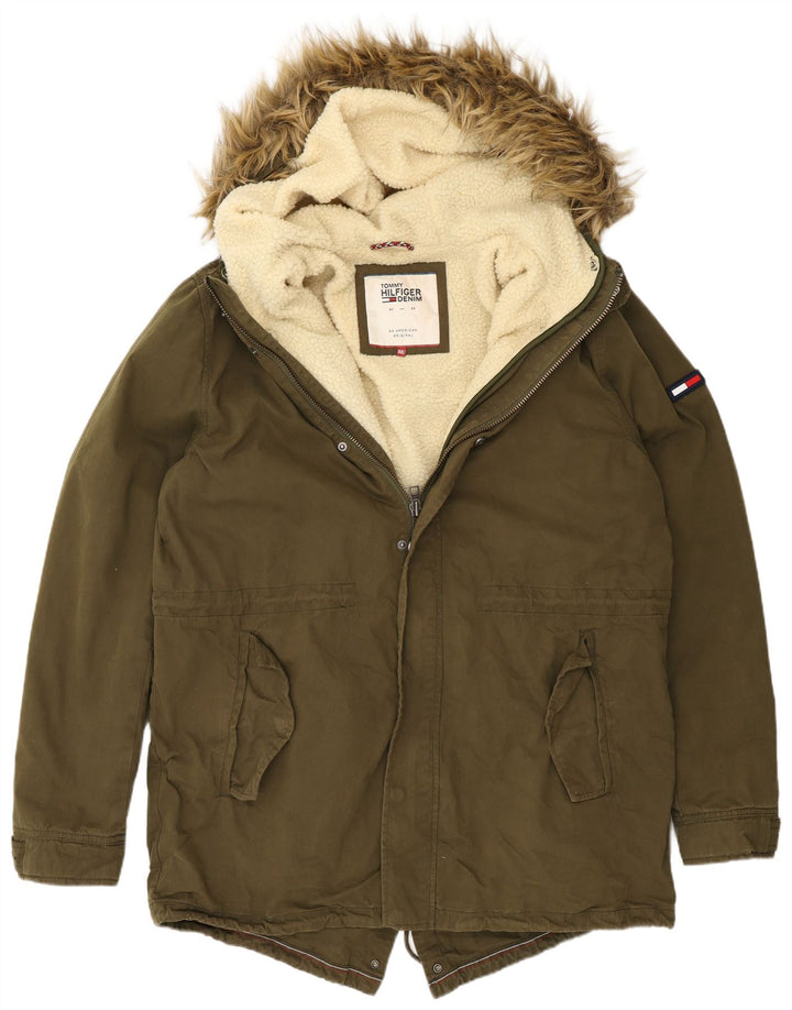 Tommy Hilfiger Herre Hooded Parka Jacket UK 44 2XL Khaki Polyester