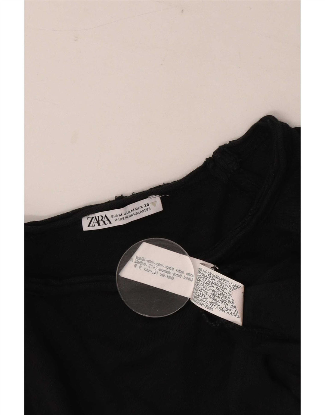 Zara Dame Oversized Top Langærmet UK 14 Medium Sort Bomuld