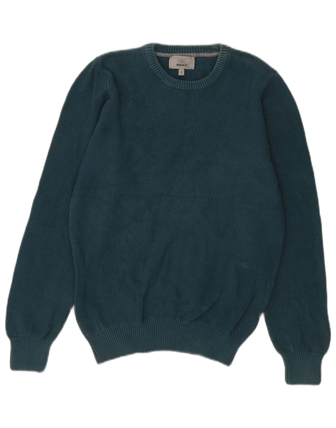 Marks & Spencer Herre Regular Fit Jumper Sweater med rund hals lille blå bomuld