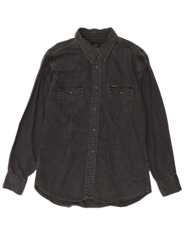 Wrangler Western Denim Skjorte UK 16 Stor Grå Bomuld
