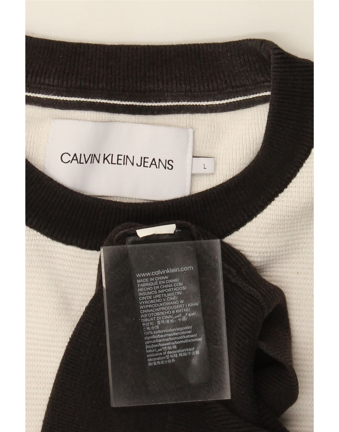 Calvin Klein Jeans Herre Grafisk Sweatshirt Jumper Large Sort Colourblock