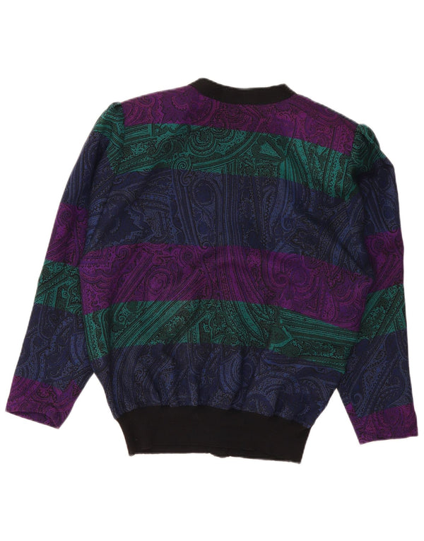 VINTAGE Dame Cardigan Sweater UK 16 Large Multicolor Paisley Wool