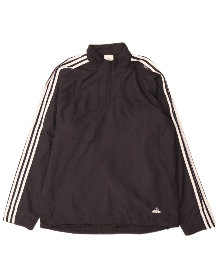 Adidas Herre Zip Neck Pullover Træningsdragt Top Large Navy Blue Sports