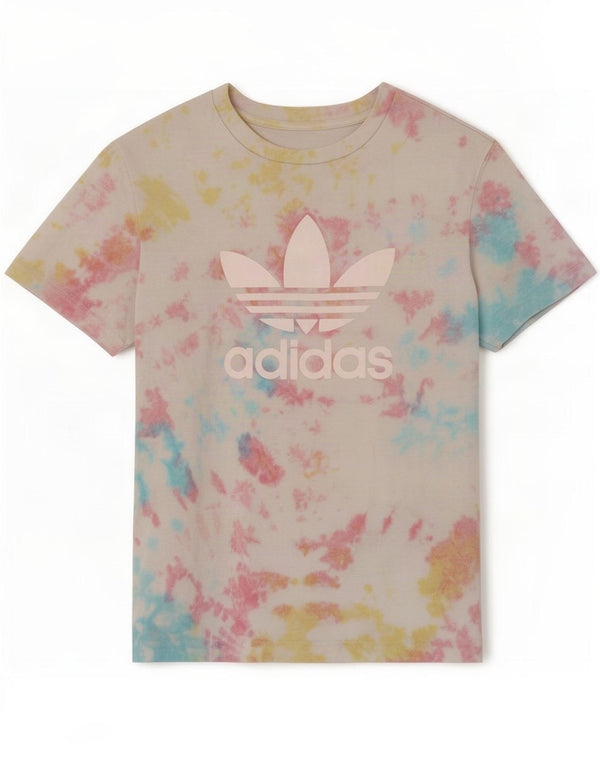 Adidas Womens Graphic T-Shirt Top UK 12 Medium Multicoloured Tie Dye Cotton