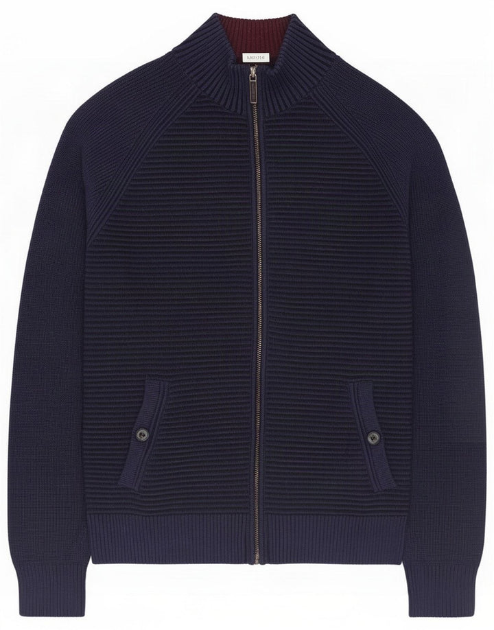 Ted Baker Mens Cardigan Sweater Small Navy Blue Striped Polyester