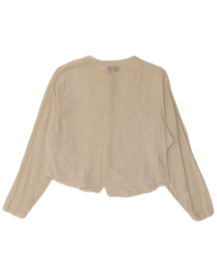 Benetton Womens Crop Shirt Bluse UK 14 Medium Off White